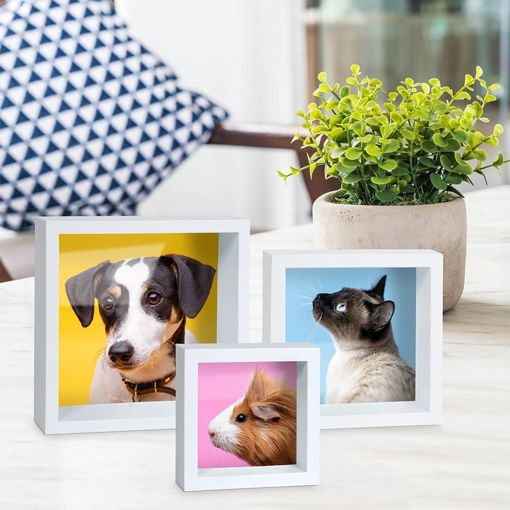 Set of 3 deep white photo frames in different sizes