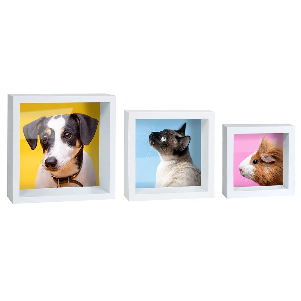 Set of 3 deep white photo frames in different sizes