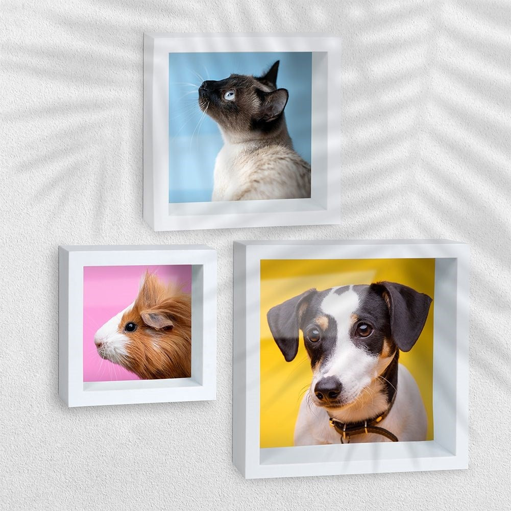 Set of 3 deep white photo frames in different sizes