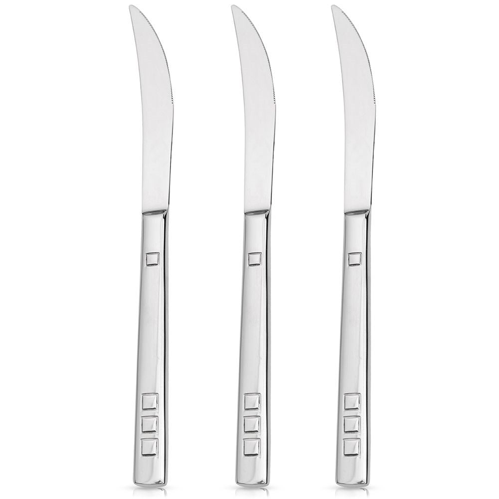 Set of 3 dinner knives in stainless steel, dishwasher safe
