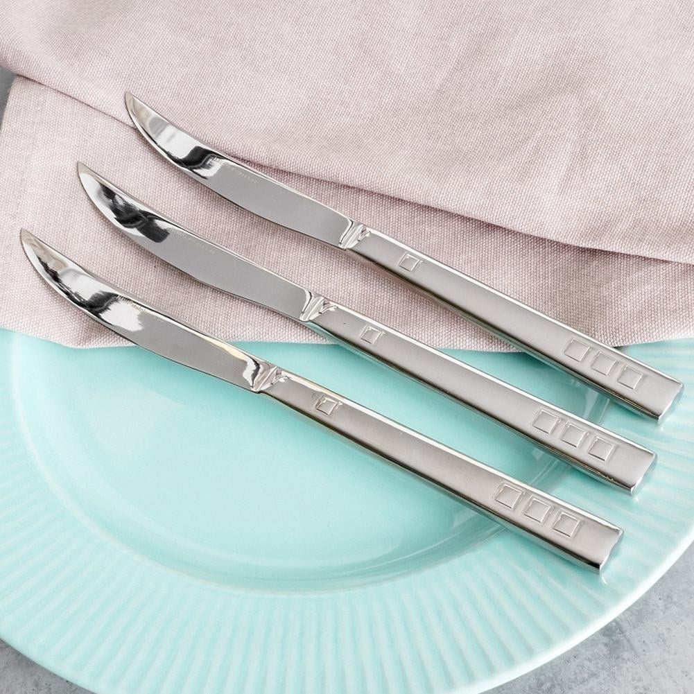 Set of 3 dinner knives in stainless steel, dishwasher safe