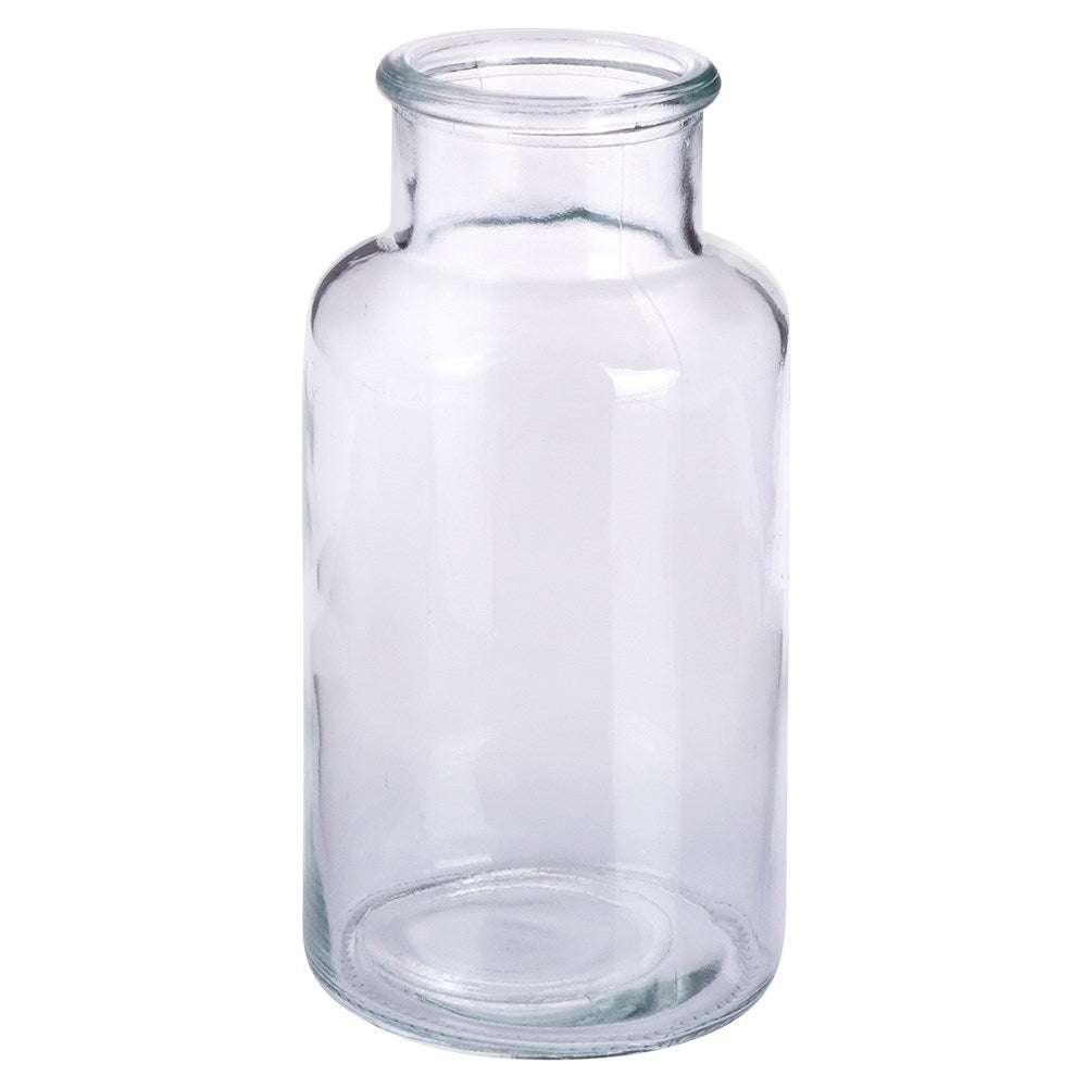Set of 3 elegant glass vases on a stylish metal stand