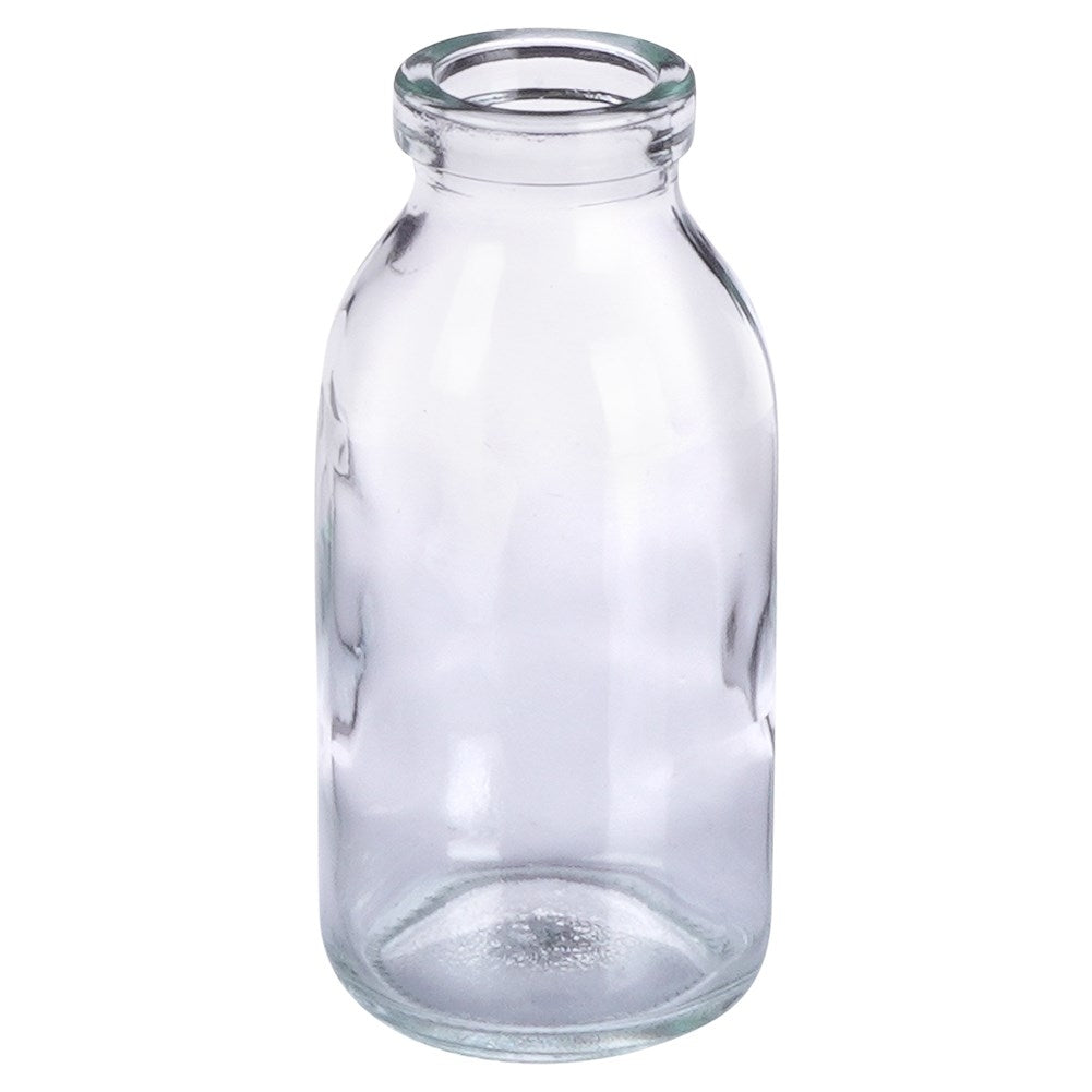Set of 3 elegant glass vases on a stylish metal stand