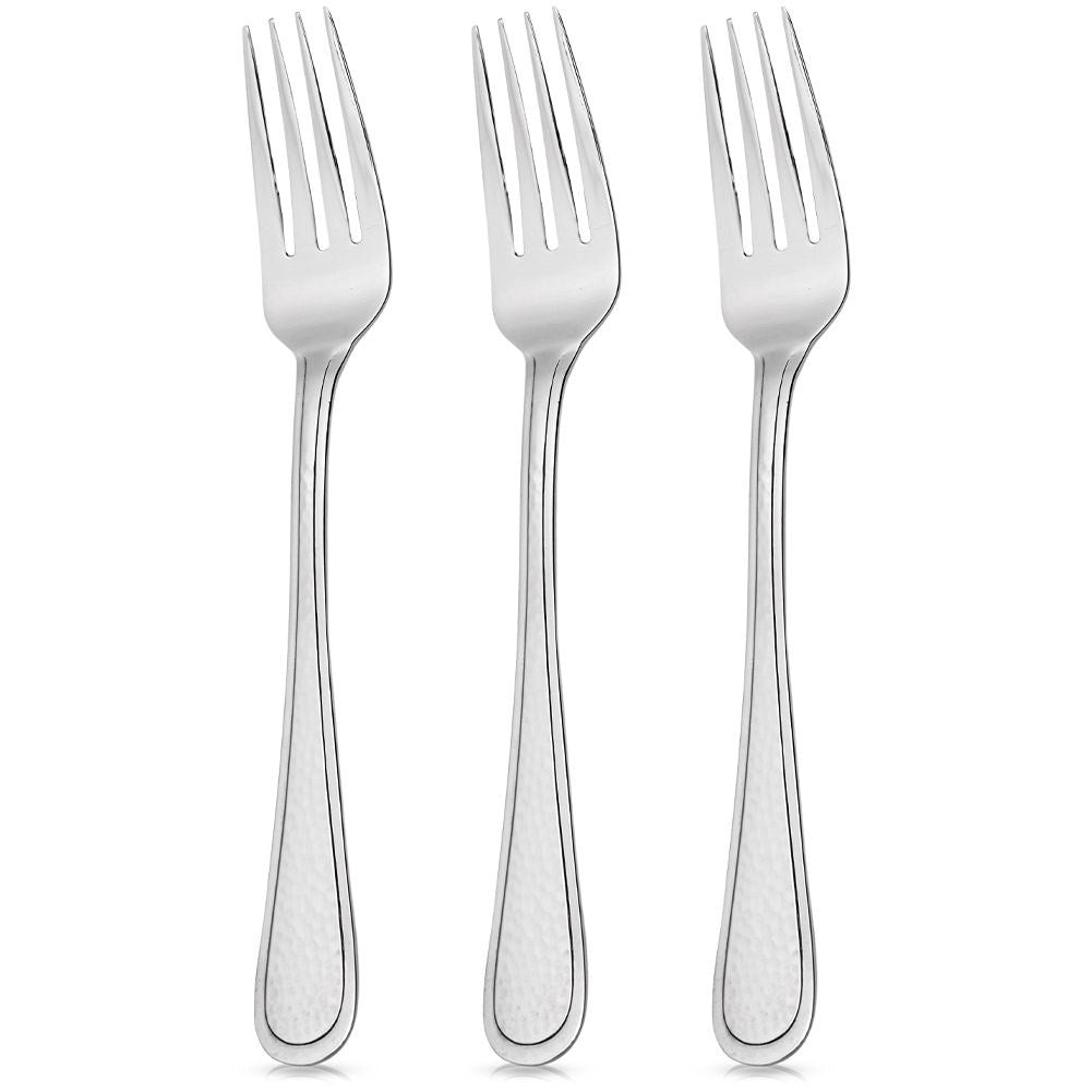 Set of 3 forks in hammered stainless steel, 20.5 cm