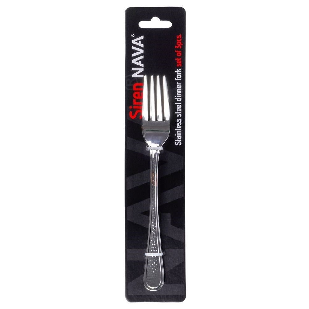 Set of 3 forks in hammered stainless steel, 20.5 cm