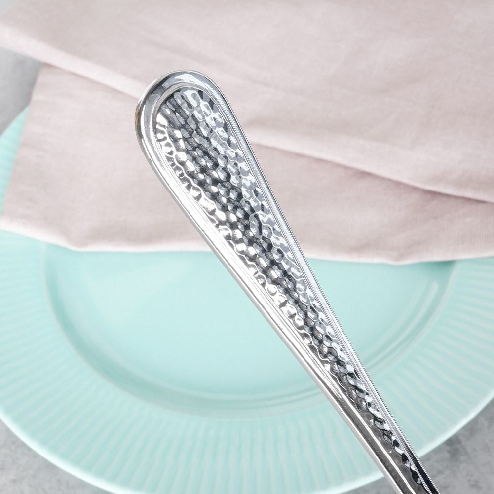 Set of 3 forks in hammered stainless steel, 20.5 cm