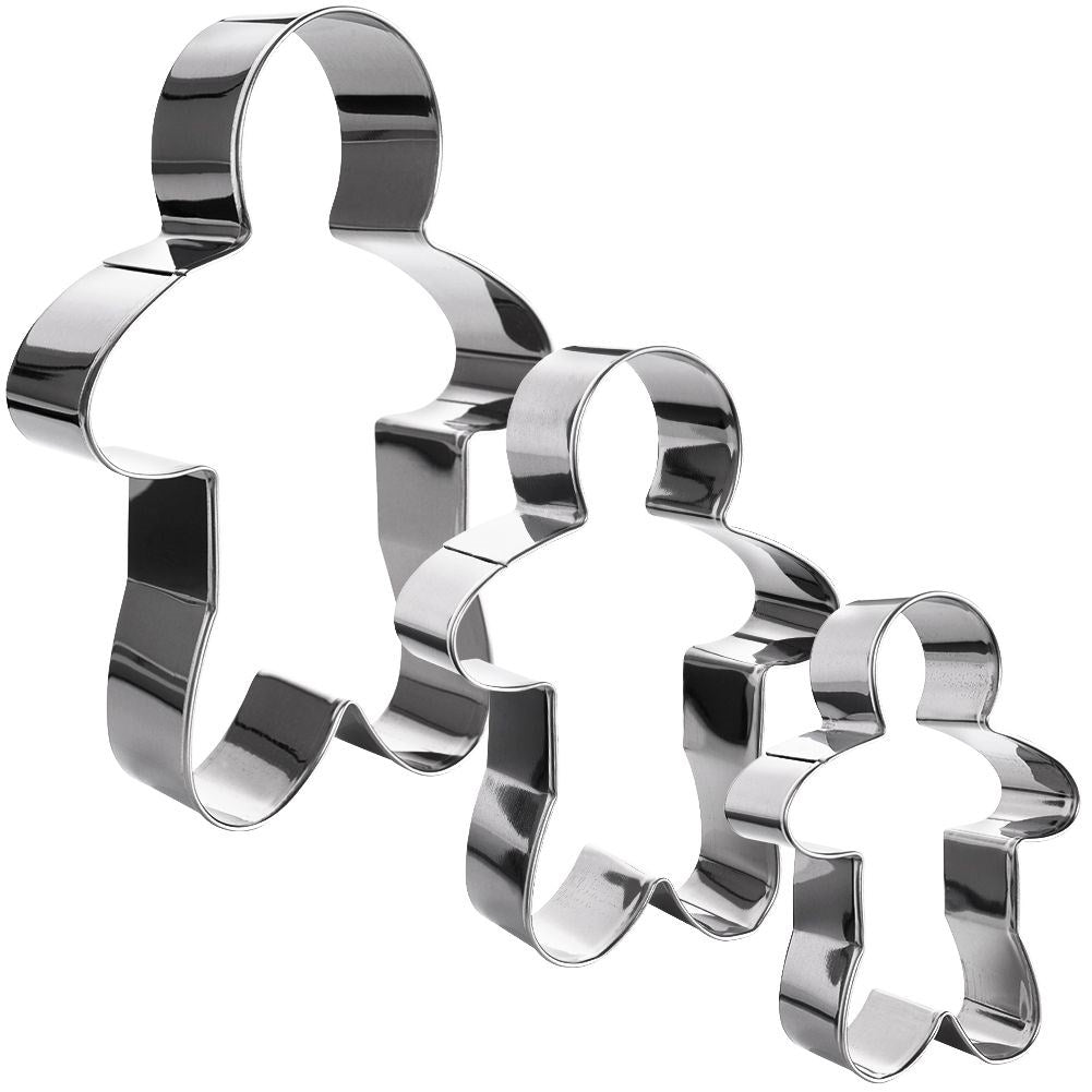 Set of 3 gingerbread men in stainless steel for Christmas baking