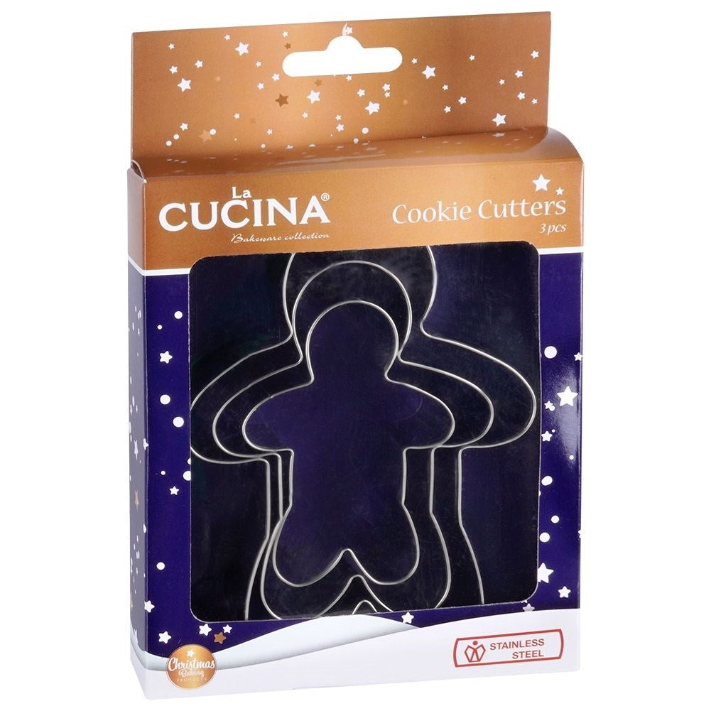 Set of 3 gingerbread men in stainless steel for Christmas baking