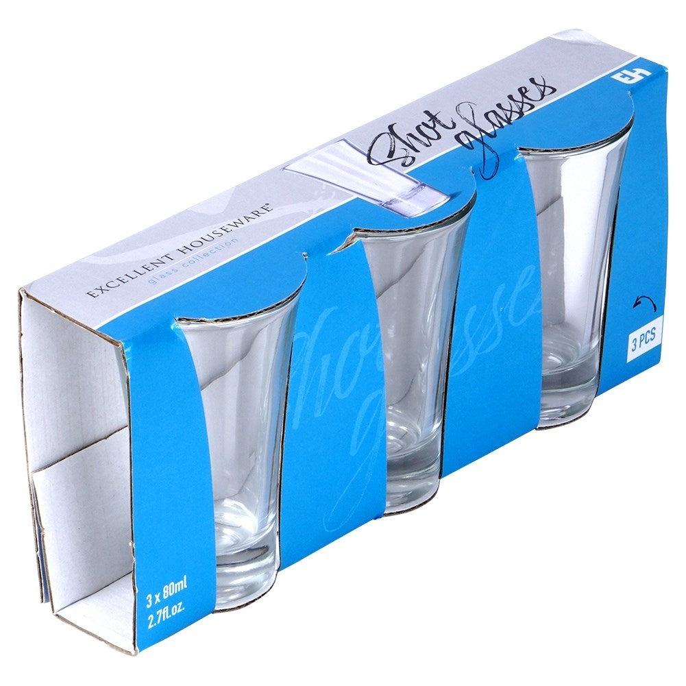 Set of 3 glasses for vodka/liquor/shots - dishwasher safe
