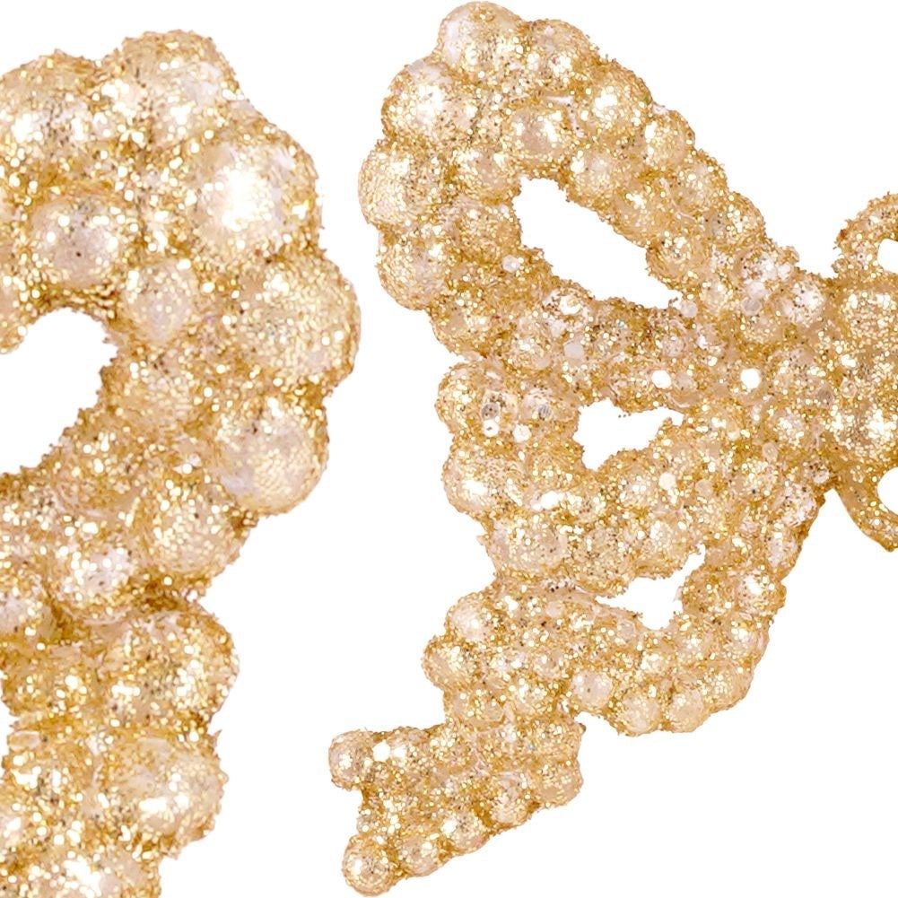 Set of 3 glittering Christmas baubles in the shape of a bow