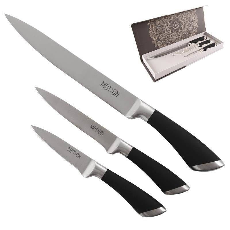 Set of 3 kitchen knives: versatile, balanced, stainless steel