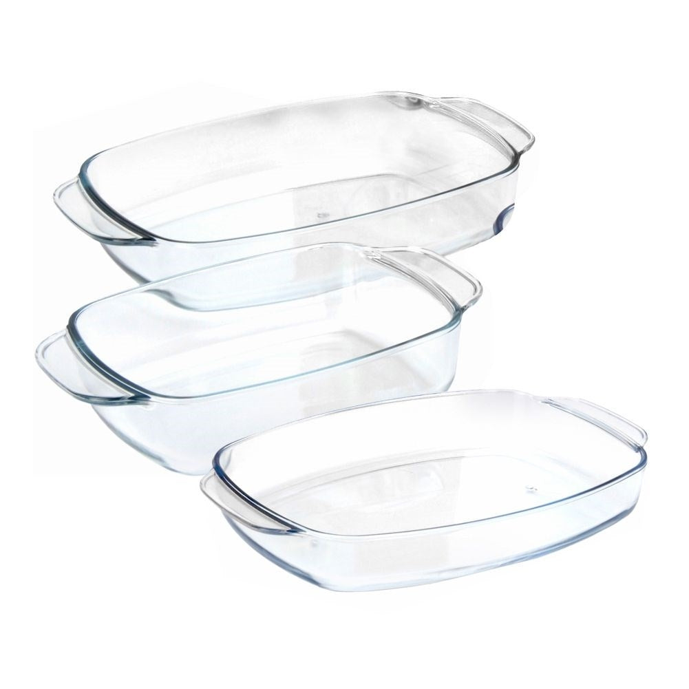 Set of 3 oven forms in heat-resistant glass