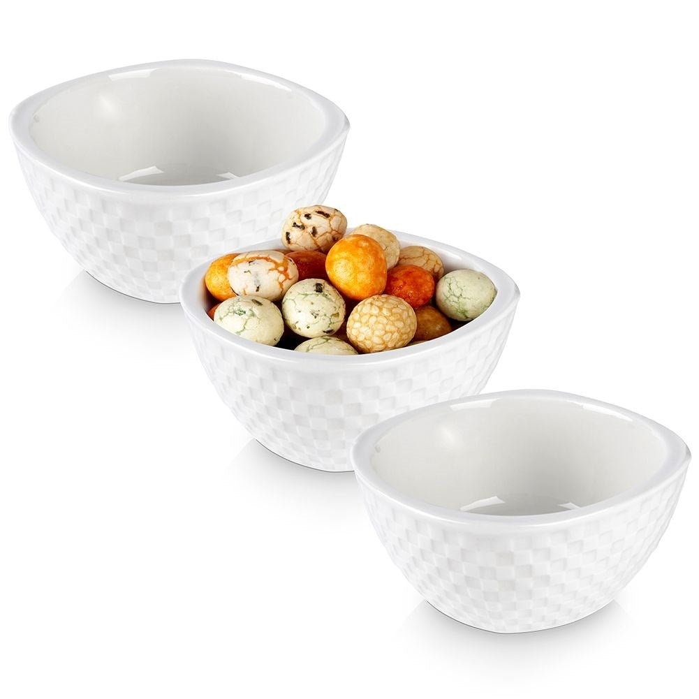 Set of 3 serving bowls in white porcelain, dishwasher safe