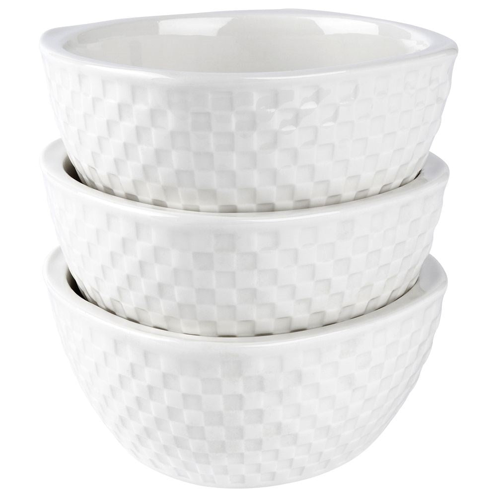 Set of 3 serving bowls in white porcelain, dishwasher safe