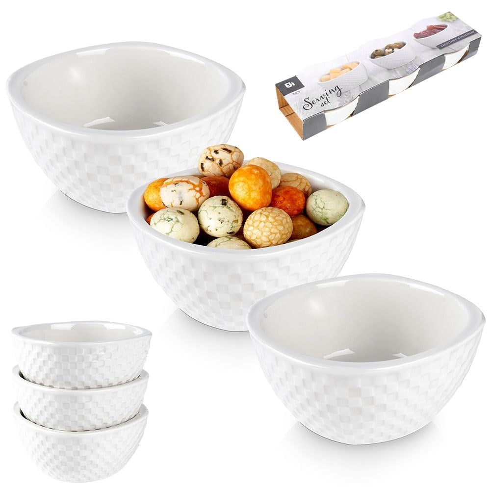 Set of 3 serving bowls in white porcelain, dishwasher safe