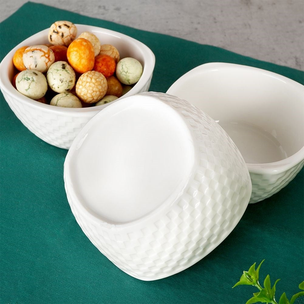 Set of 3 serving bowls in white porcelain, dishwasher safe