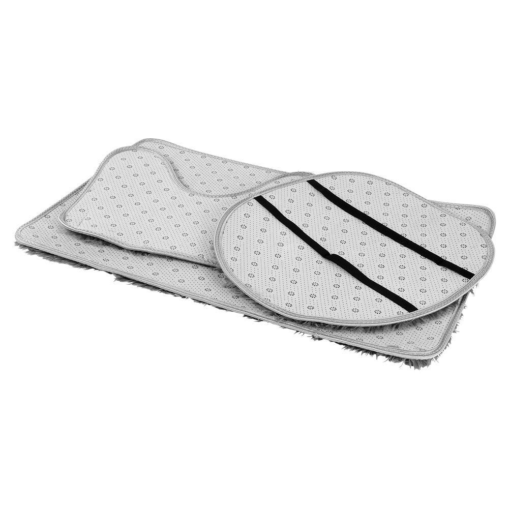 Set of 3 soft gray bathroom rugs incl. toilet seat cover