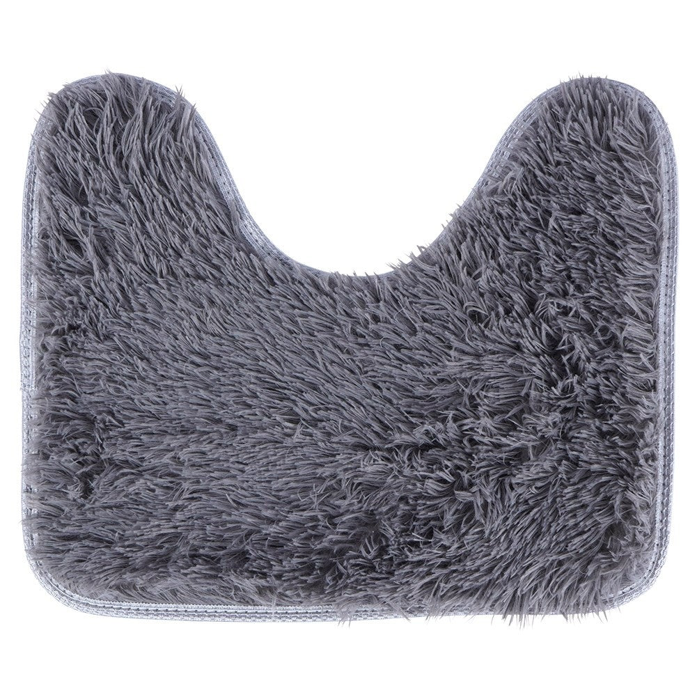Set of 3 soft gray bathroom rugs incl. toilet seat cover