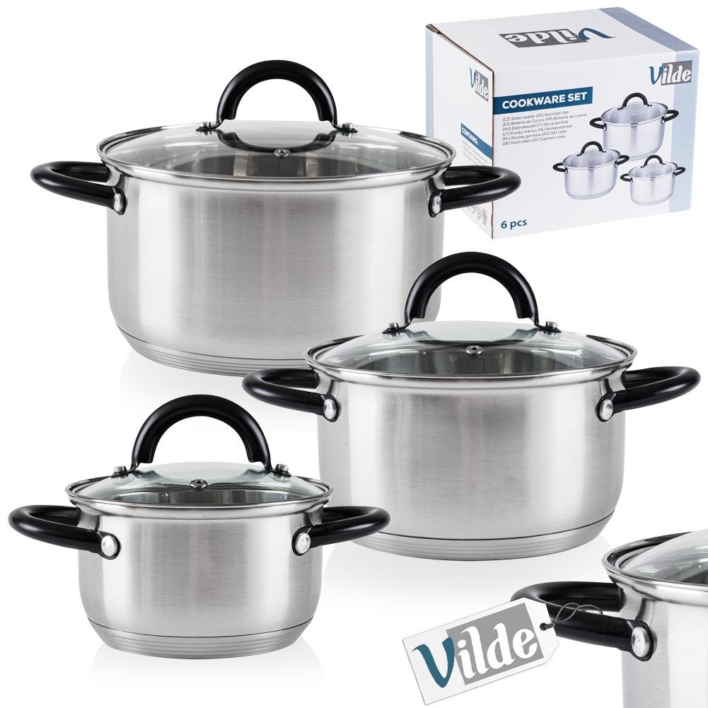 Set of 3 stainless steel pans for all stoves