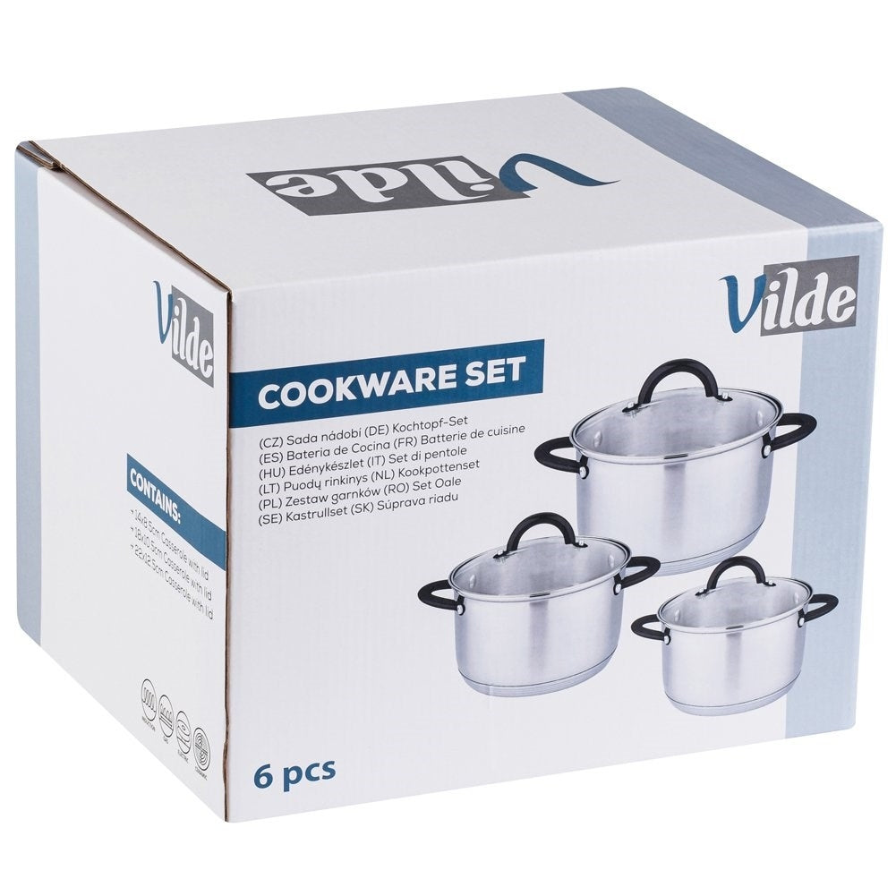 Set of 3 stainless steel pans for all stoves