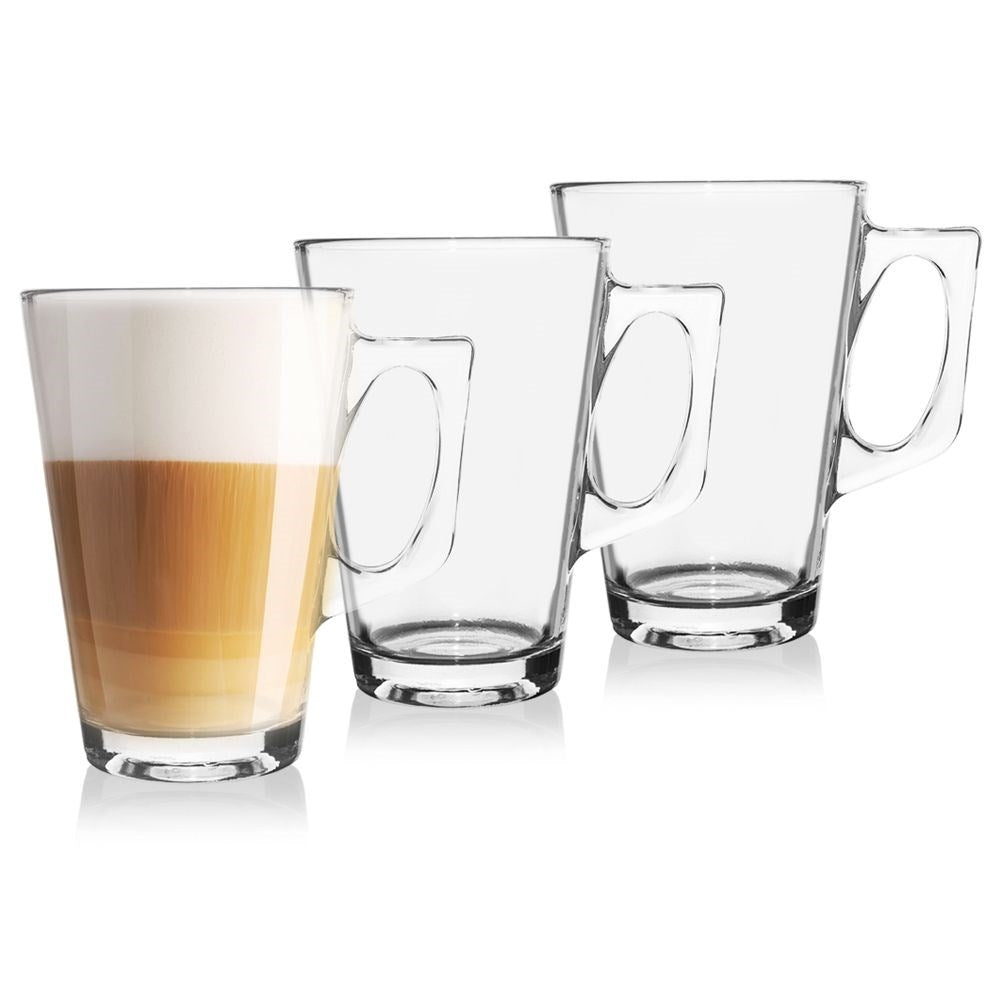 Set of 3 sturdy glasses for coffee, tea and other drinks