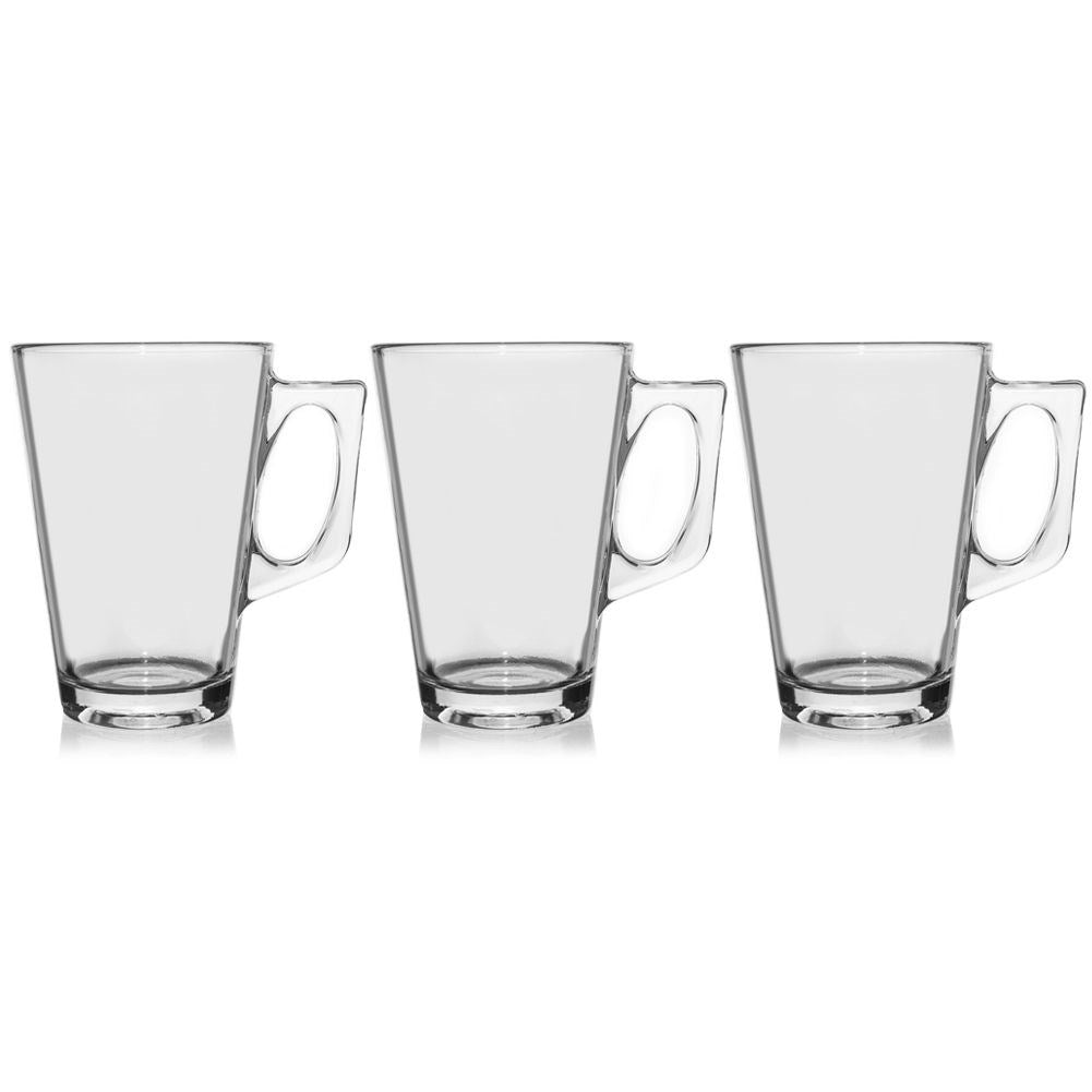 Set of 3 sturdy glasses for coffee, tea and other drinks