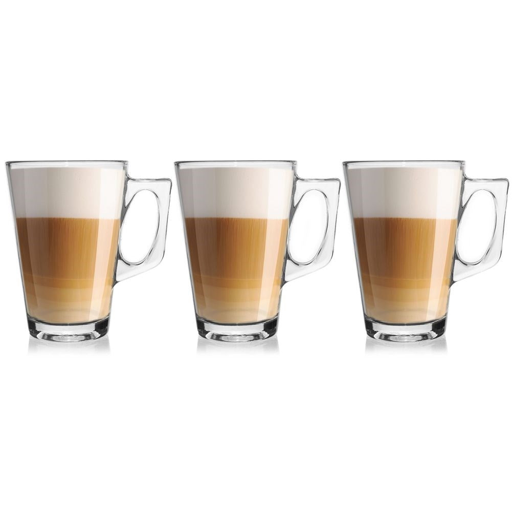 Set of 3 sturdy glasses for coffee, tea and other drinks