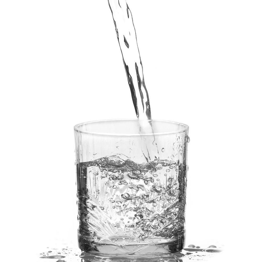 Set of 3 thick glasses with different decorations, dishwasher safe