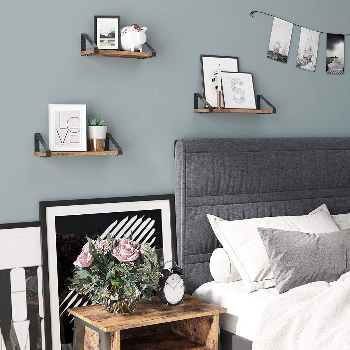 Set of 3 wooden Loft hanging shelves
