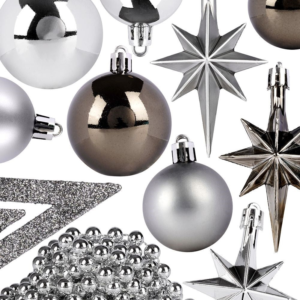 Set of 45 Unbreakable Christmas Baubles and Sparkling Star