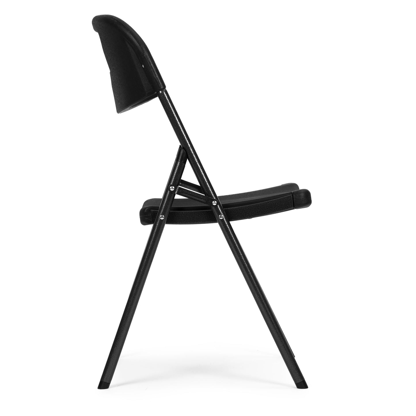 Set of 4 Folding Chairs – Catering Set, Metal & HDPE, Black ModernHome