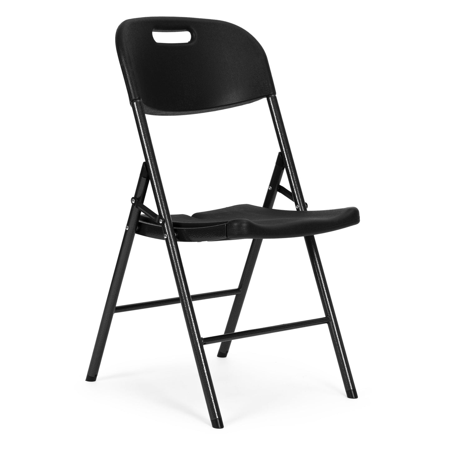 Set of 4 Folding Chairs – Catering Set, Metal & HDPE, Black ModernHome