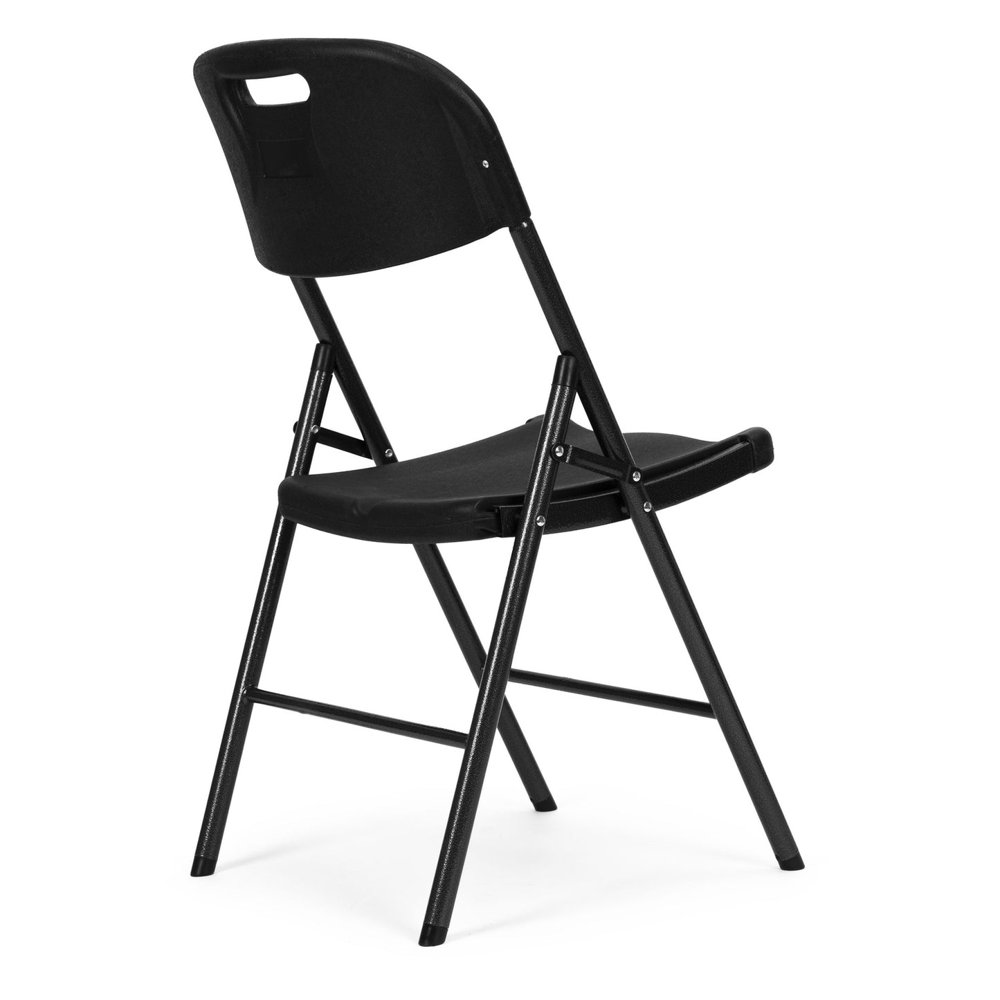 Set of 4 Folding Chairs – Catering Set, Metal & HDPE, Black ModernHome