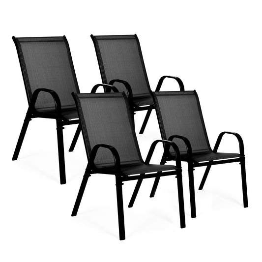 Set of 4 Garden Chairs for Terrace or Balcony Black MultiGarden