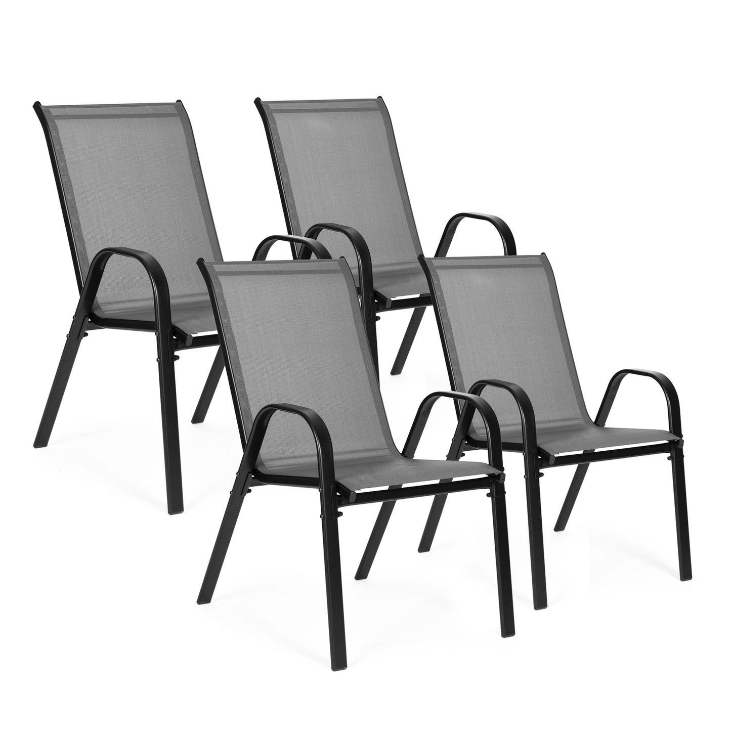 Set of 4 Garden Chairs for Terrace or Balcony Grey MultiGarden