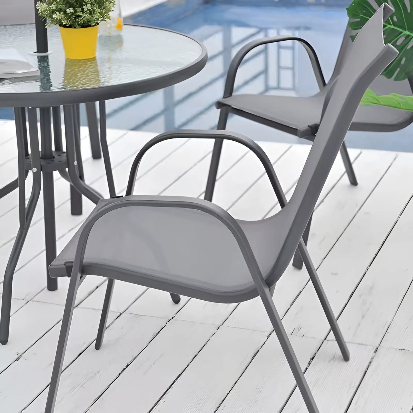 Set of 4 Garden Chairs for Terrace or Balcony Grey MultiGarden