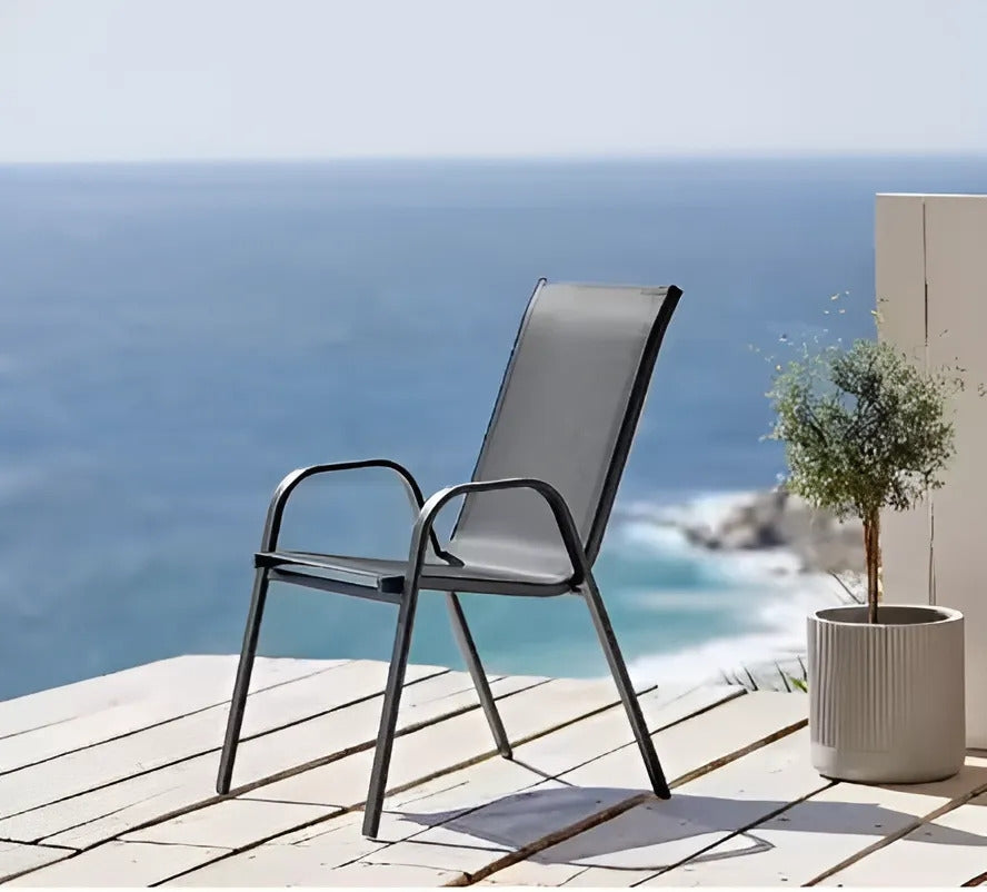 Set of 4 Garden Chairs for Terrace or Balcony Grey MultiGarden