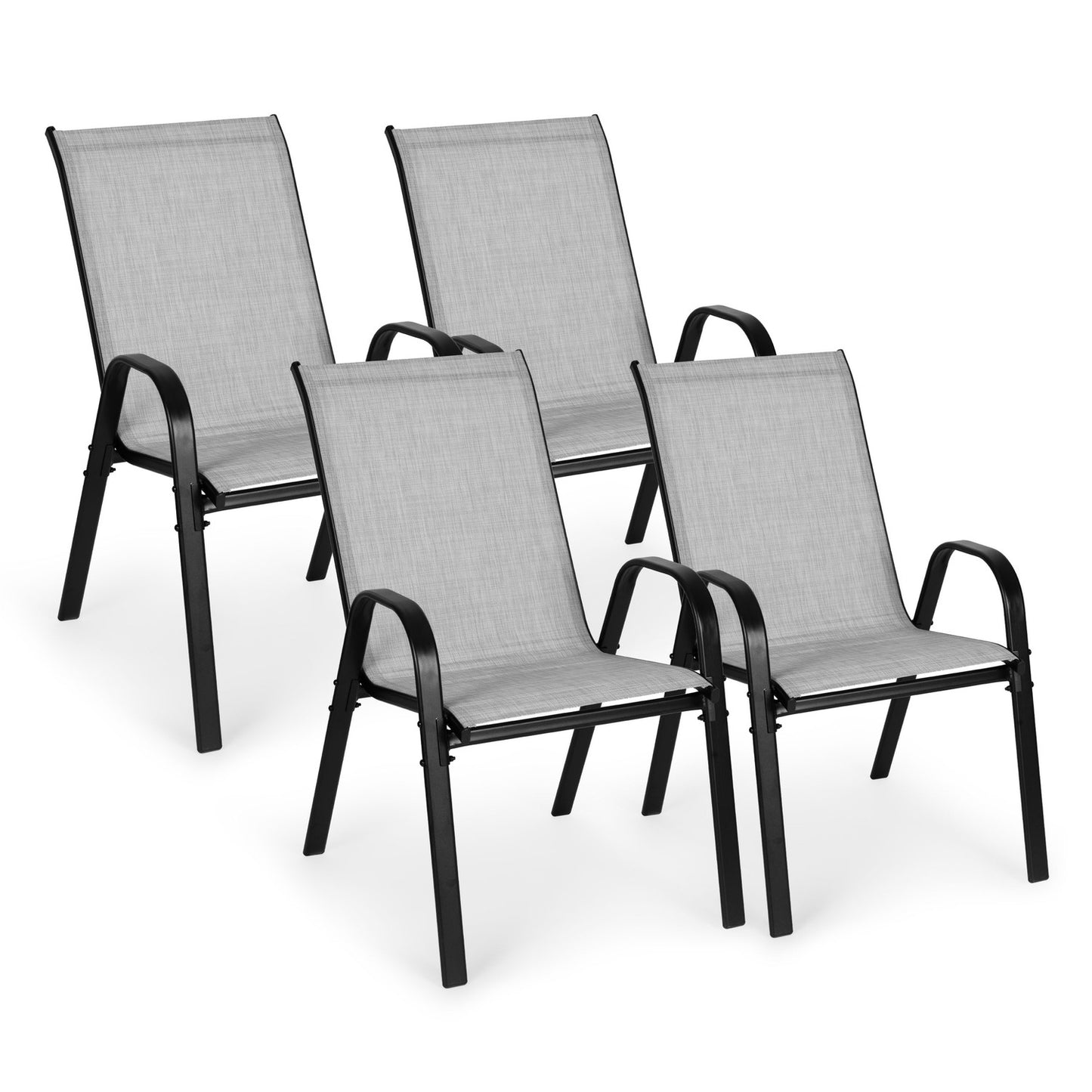 Set of 4 Garden Chairs for Terrace or Balcony Light Grey MultiGarden