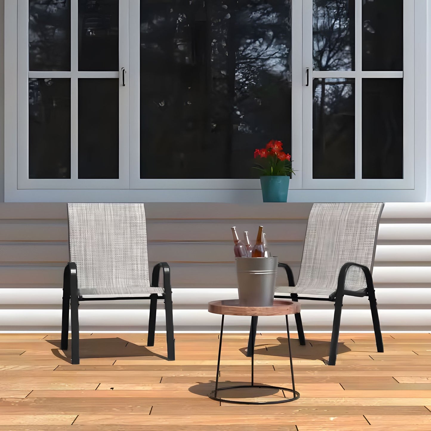 Set of 4 Garden Chairs for Terrace or Balcony Light Grey MultiGarden