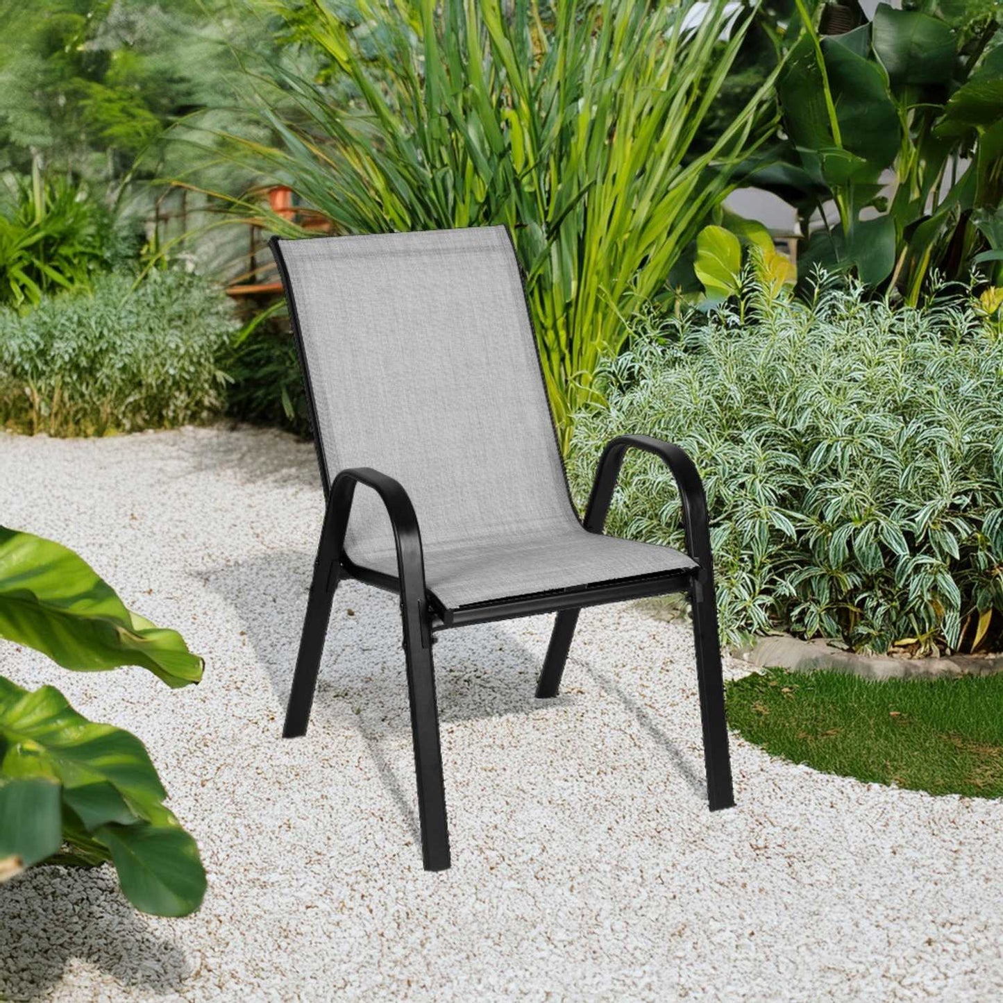 Set of 4 Garden Chairs for Terrace or Balcony Light Grey MultiGarden