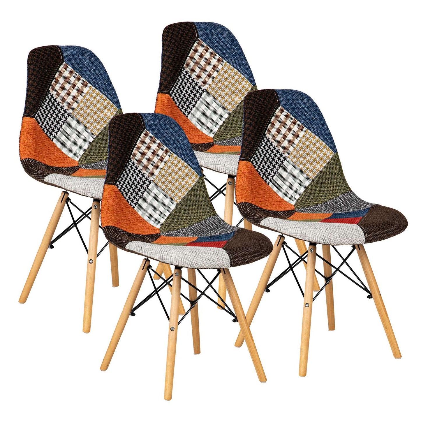 Set of 4 ModernHome patchwork chairs