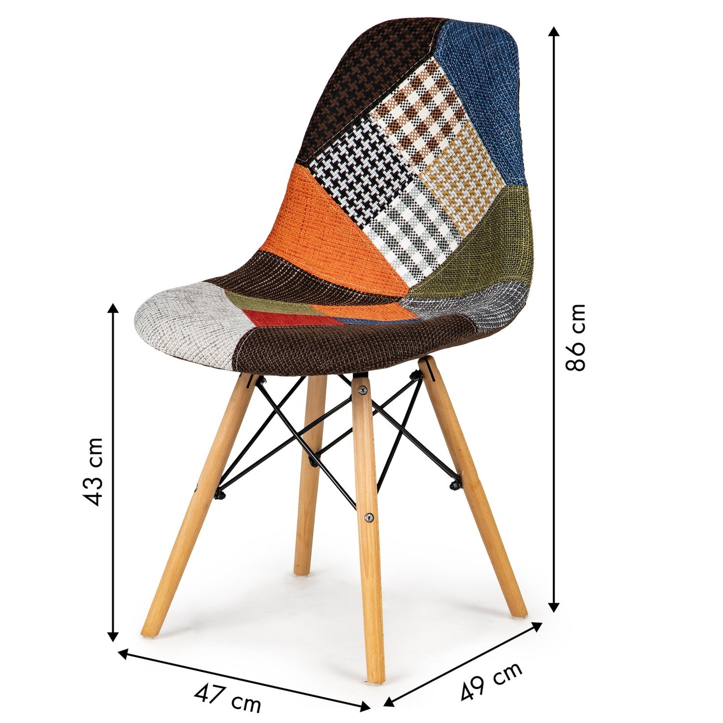 Set of 4 ModernHome patchwork chairs