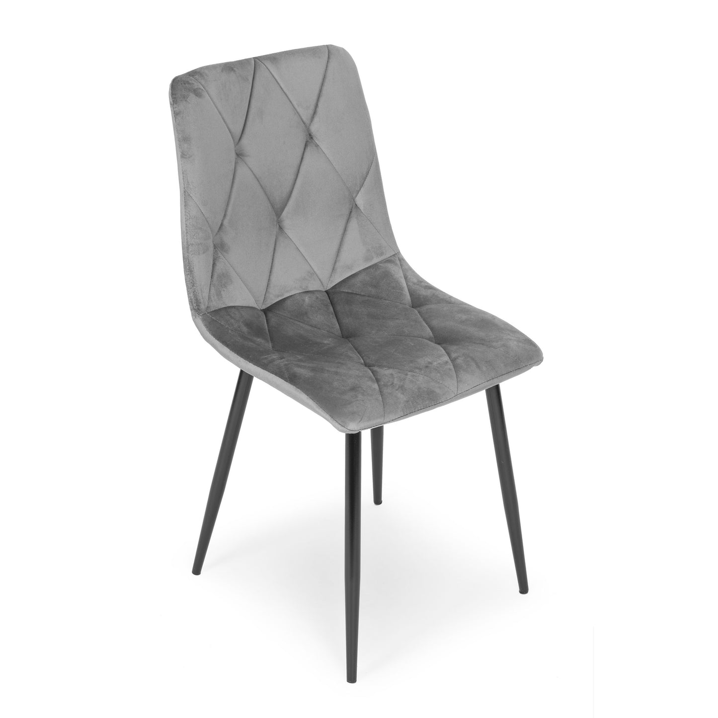 Set of 4 Quilted Velvet Chairs for Dining and Living Room Grey ModernHome