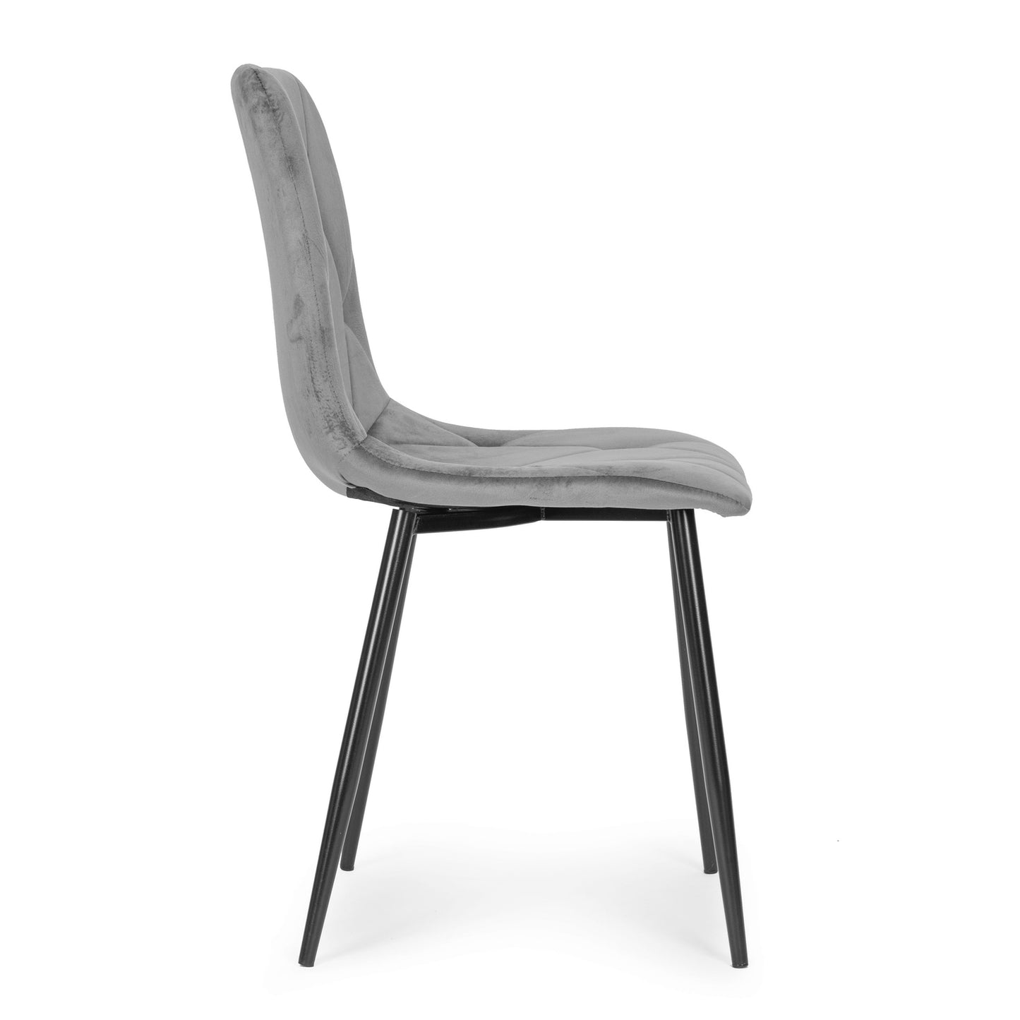 Set of 4 Quilted Velvet Chairs for Dining and Living Room Grey ModernHome