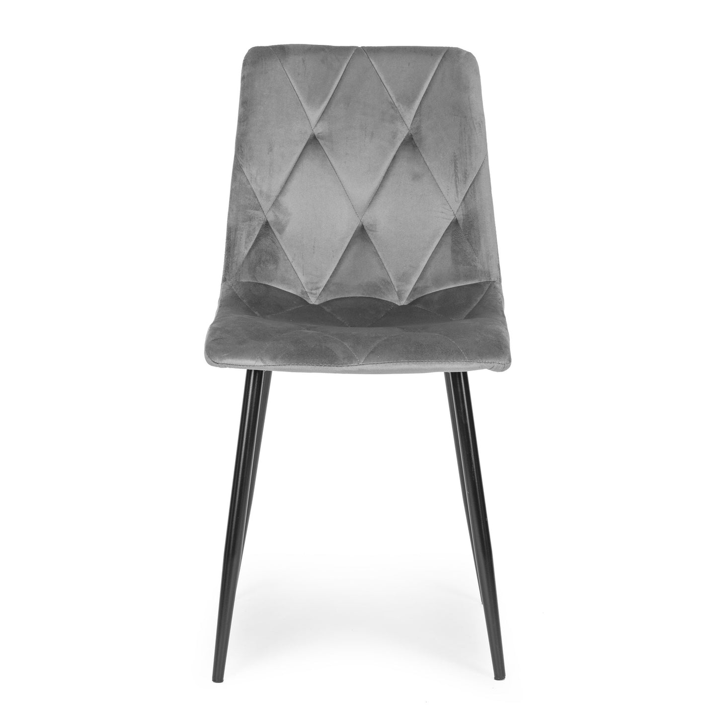 Set of 4 Quilted Velvet Chairs for Dining and Living Room Grey ModernHome