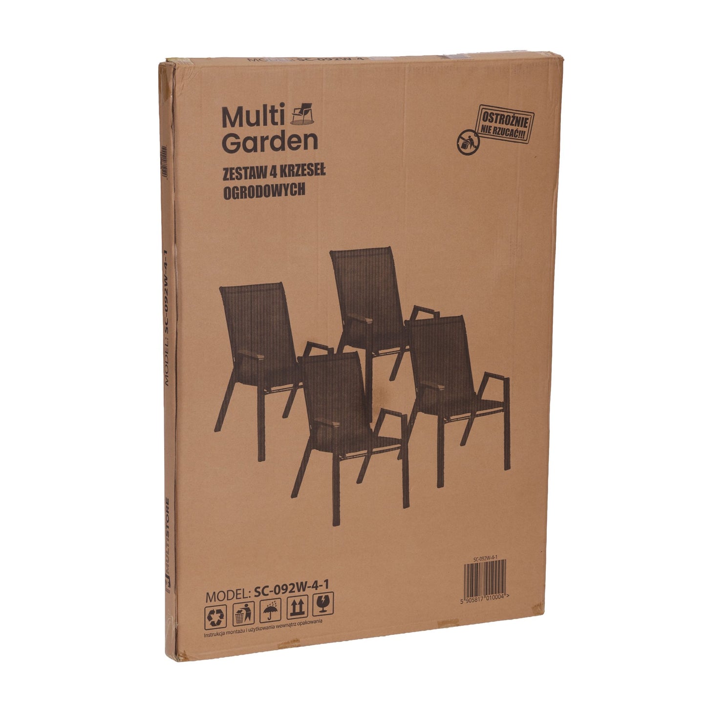 Set of 4 Stackable Garden Chairs, Black, Steel & Mesh