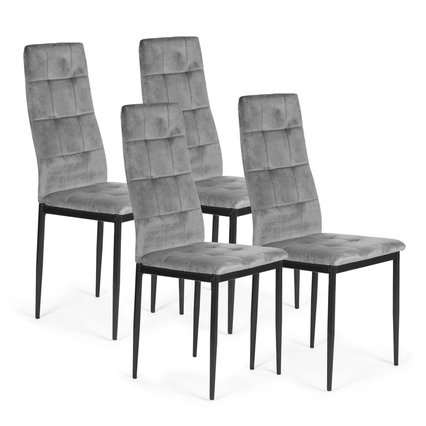Set of 4 Velvet Chairs for Dining and Living Room Grey ModernHome