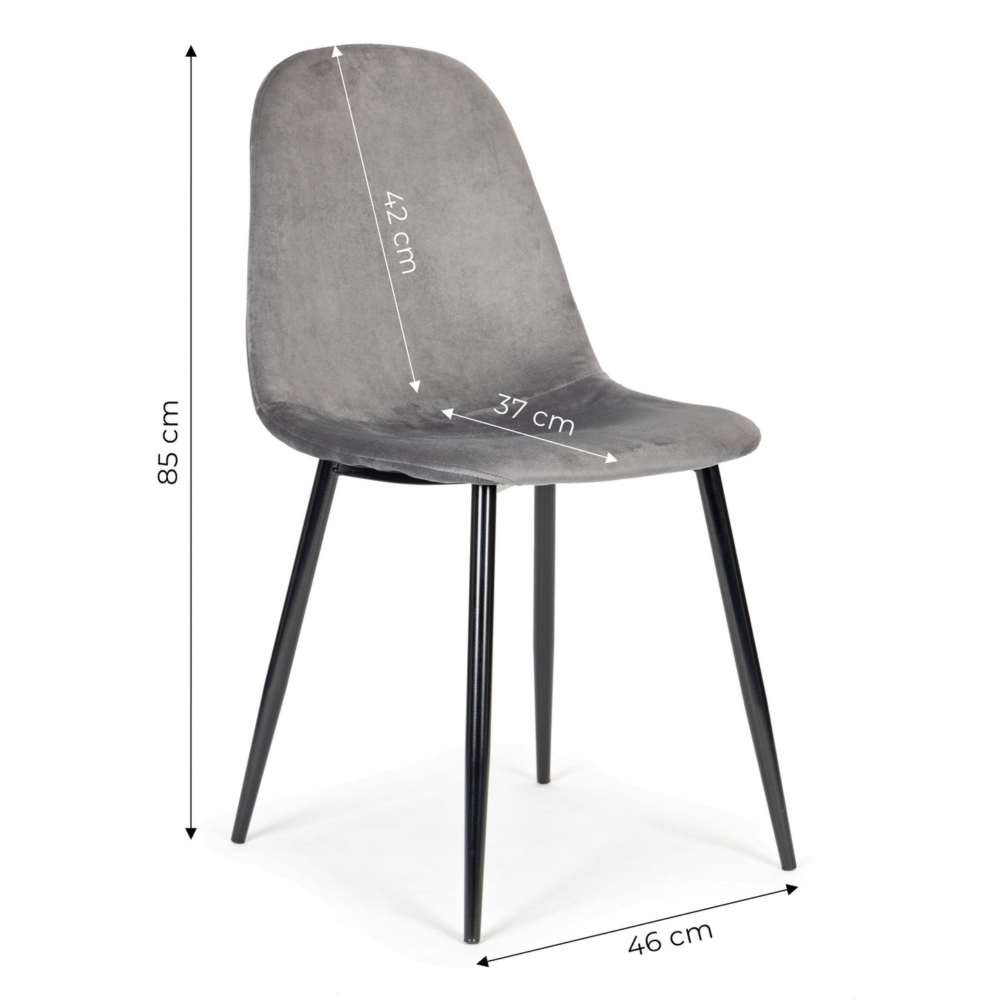 Set of 4 Velvet Chairs for Dining and Living Room Grey ModernHome