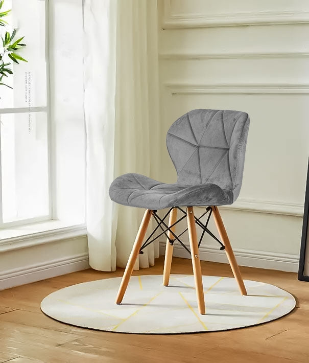 Set of 4 Velvet Dining and Living Room Chairs Grey ModernHome