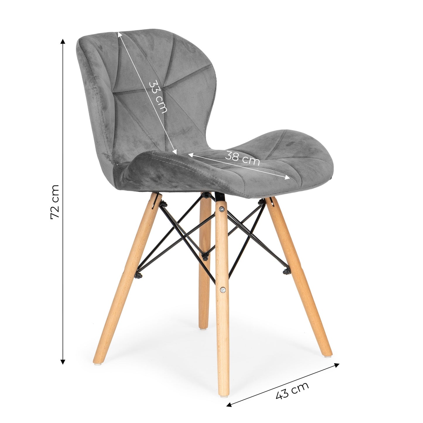 Set of 4 Velvet Dining and Living Room Chairs Grey ModernHome
